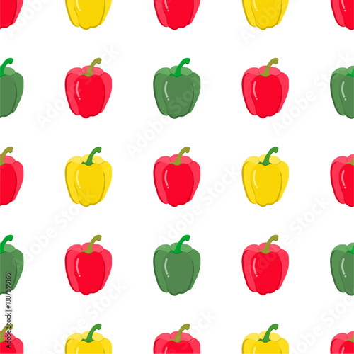 Seamless Bell Pepper Vector Pattern.