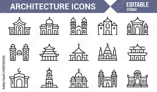 Cultural architecture symbols for travel and tourism design