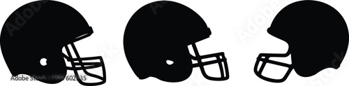 Football helmet silhouette vector set, American football helmet icon vector