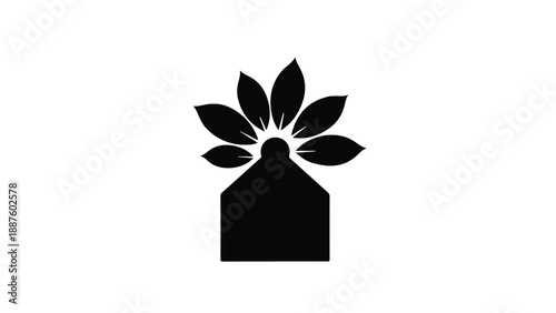 Abstract symbol of growth and blooming ideas emerging from a structure