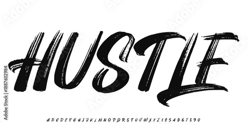 Hustle rap rough grunge Font.Raw Font. Graffiti Font.Creative Hand Drawn Uppercase Street Art Classic Lettering Fashion Designs Typography modern serif decorative vintage concept vector illustration