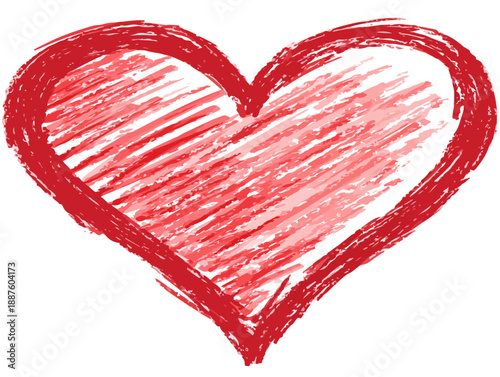 Cuore rosso disegnato a mano con tratto energico, simbolo di amore e passione su sfondo trasparente.