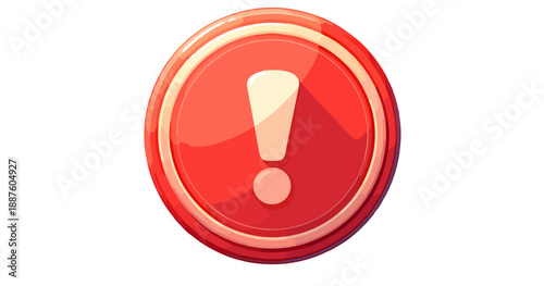 Icona rotonda rossa con punto esclamativo bianco, simbolo di avviso o pericolo su sfondo trasparente.