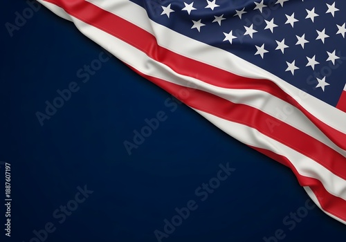 American Flag Border on Dark Blue Background with Copyspace for National Holidays