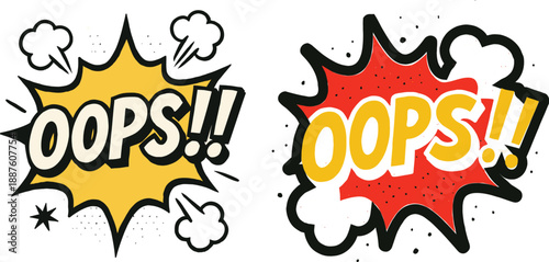 Comic Book Explosion Bubble with Oops Text, Pop Art Vector Illustration in Retro Style.