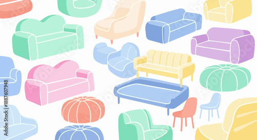 Seamless vector illustration set featuring a colorful cartoon pattern of Christmas gift boxes and presents on a summer beach design with sea clouds