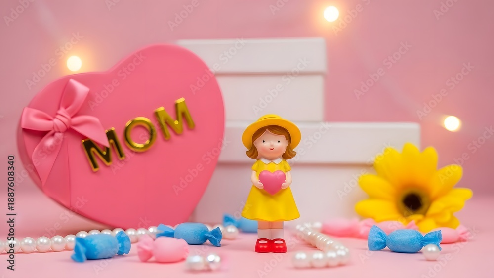 Obraz premium Happy mothers day gift ideas and celebration concepts with love