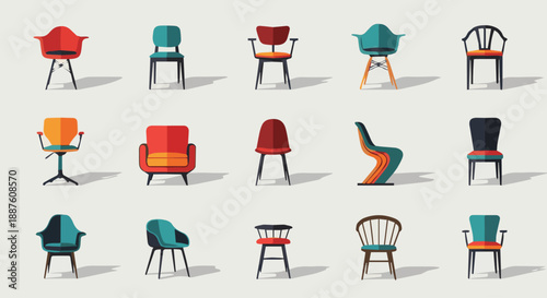 Set of 3D vector icons featuring kitchen tools and utensils arranged on a wooden table within a modern home interior design