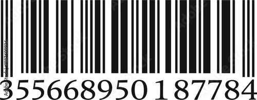 Barcode Label Illustration with Numeric Code for Product Identification, Retail Inventory Management, Scanning, and Commercial Packaging Design