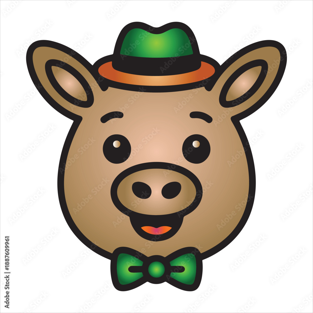 Fototapeta premium Cute Irish Deer Character Wearing Green Hat Cartoon Illustration