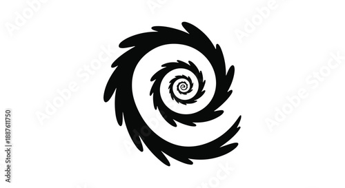 Mesmerizing black spiral pattern creating a dizzying optical illusion