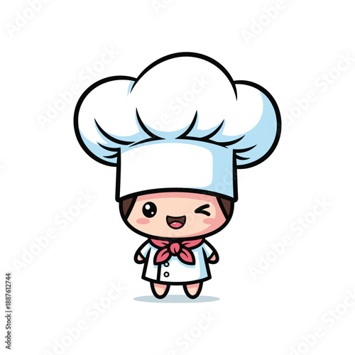 Cartoon chef character with hat and apron