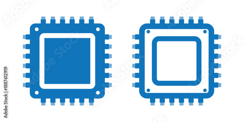 Processor and Microchip Icon Set. Artificial Intelligence CPU and Semiconductor Vector for Machine Learning and Tech UI Design.