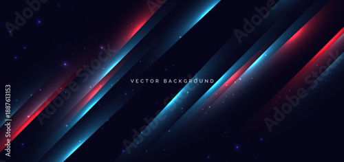 Futuristic blue and red beam diagonal with lighting effect and sparkle. Hi-speed motion moving concept.