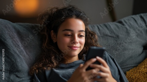 Wallpaper Mural Woman using smartphone relaxed Torontodigital.ca