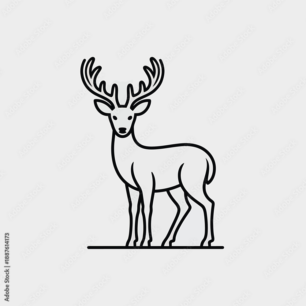 Obraz premium A Deer with Antlers Standing on a White Background wildlife animal nature desig