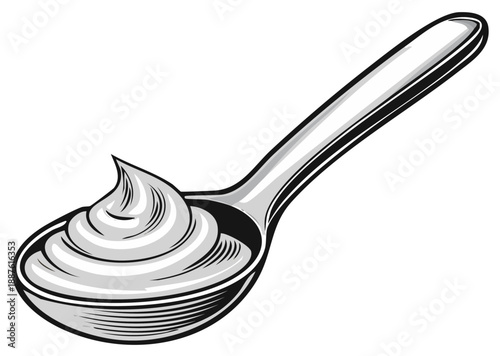 Spoonful of creamy swirl in a vintage illustration