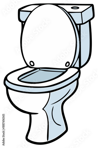 Cartoon illustration of a toilet with the lid open