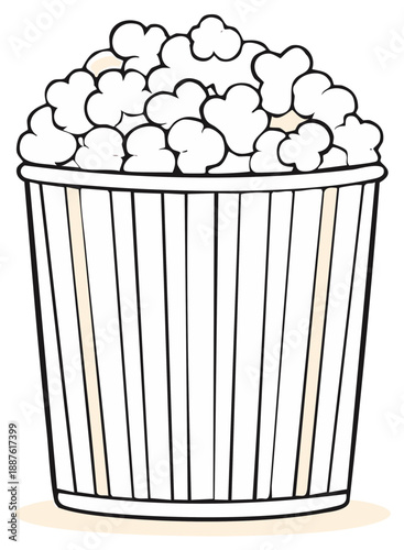 Cartoon Style Bucket of Popcorn Snacks for Party Occasions and Movie Nights