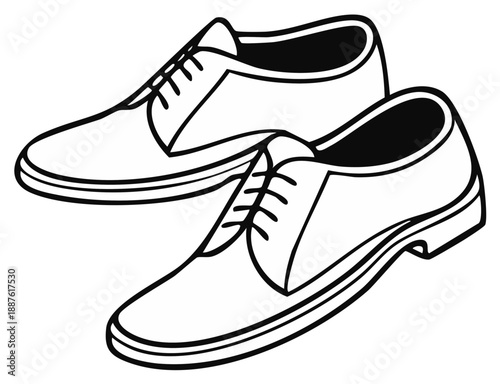 Classic Leather Oxford Shoes Line Art Vector Illustration of Formal Footwear