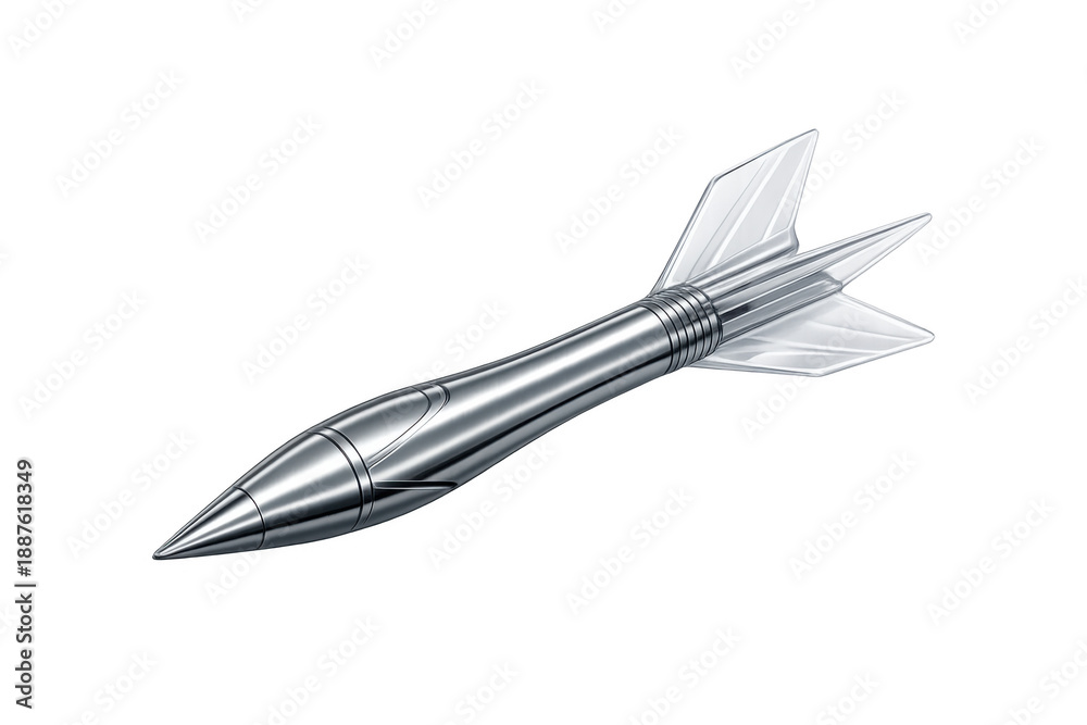 Fototapeta premium Silver dart flying, precision accuracy in targeting and success, hitting a business goal, transparent background
