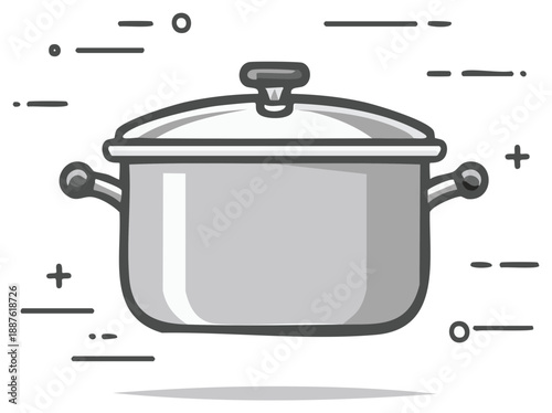 Simple vector illustration of a cooking pot with steam lines suggesting food preparation