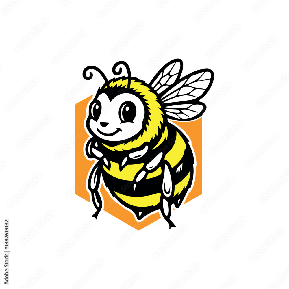 Obraz premium Cute Bee Mascot Flat Vector Illustration Logo
