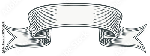 Vintage Engraved Ribbon Banner with Copy Space for Text