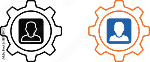 User settings gear icon illustration representing account management, profile configuration, system preferences, or user control concept