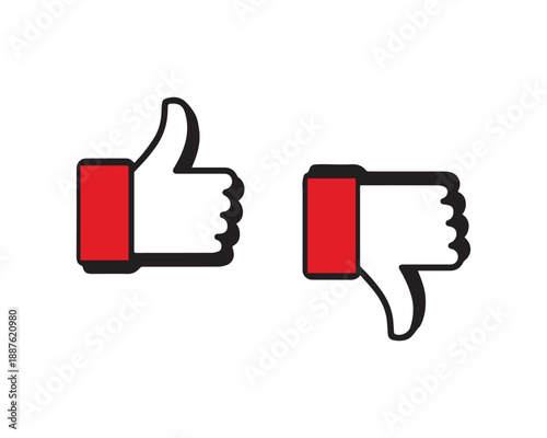 Thumbs Up Down Red Silhouettes