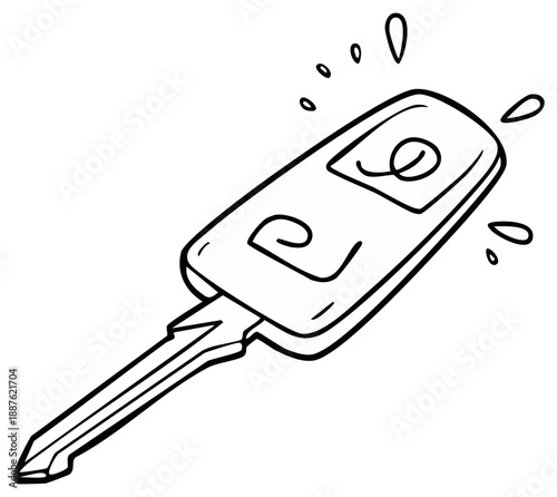 Digital Car Key Fob Illustration with Motion Lines