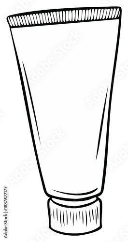 Simple outline drawing of a squeeze tube with a cap