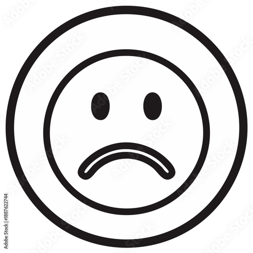 Sad face icon emotion symbol outlined unhappy expression