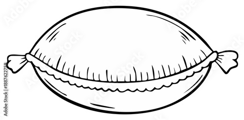 Line Art Contour Pillow Illustration Sketch of Soft Cushion