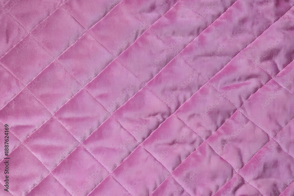 Naklejka premium pink velvet quilted fabric texture with square stitching