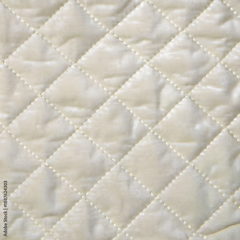 Fototapeta premium cream velvet quilted fabric texture with diamond stitching