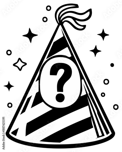 Party Hat with Question Mark Celebrating Surprise and Mystery