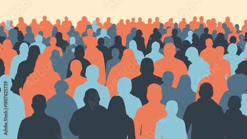 Diverse Crowd Abstract People Silhouettes Background.