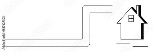 Real estate, homeownership, infrastructure, urban planning, residential living, property investment. Black and white house with connecting road. Real estate and homeownership