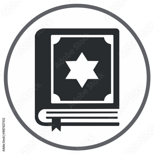 Jewish Holy Book with Star of David Religious Symbol Flat Vector Icon