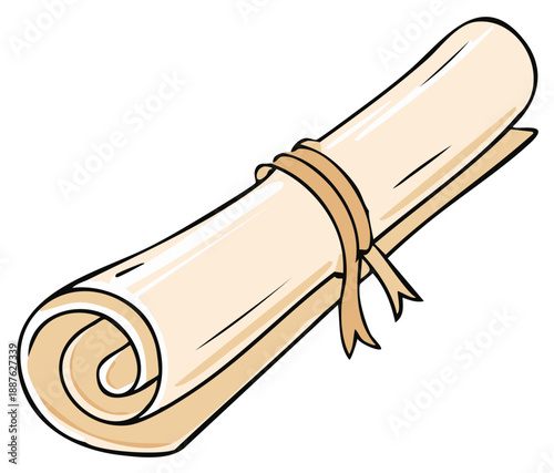 Rolled parchment scroll tied with a simple ribbon, representing a diploma or ancient document