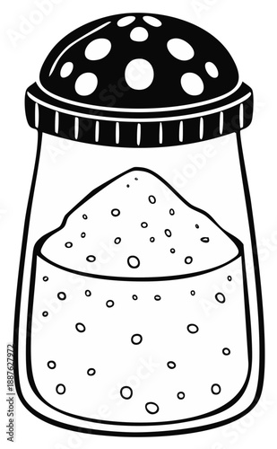 Salt shaker illustration vector icon black and white condiment container outline drawing
