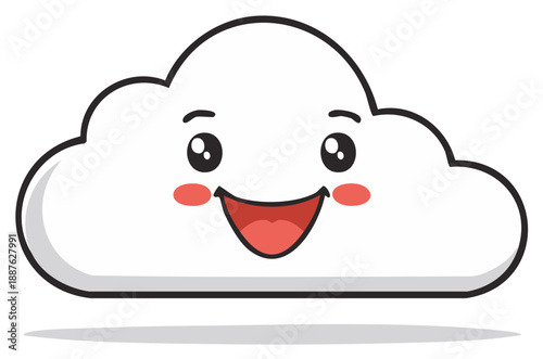 Happy cartoon cloud with smiling face and blushing cheeks