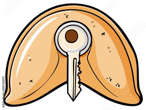 Fortune Cookie Vector Holding a Key Inside Revealing a Hidden Opportunity