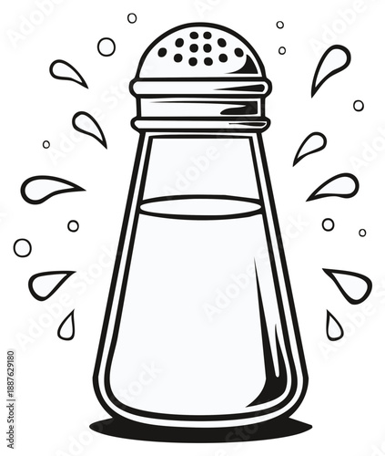 Salt shaker pouring, cooking ingredient illustration, seasoning condiments design