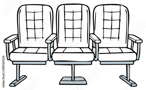 Row of empty seats cartoon style for auditorium or waiting room seating vector illustration