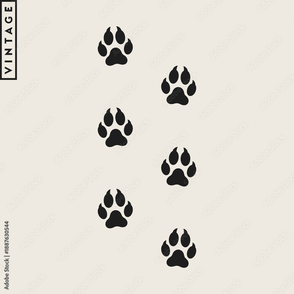 Fototapeta premium Animal paw prints vector