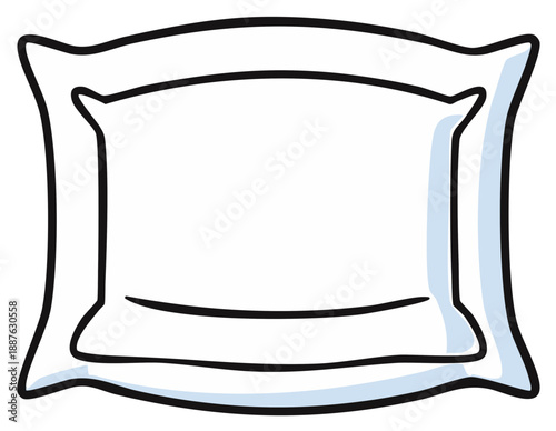 Cartoon Style Simple White Bed Pillow Vector Illustration Graphic