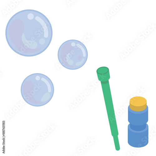 シャボン玉セット ストロー 容器 イラスト