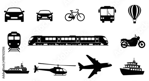 Collection of Transportation Icons Vector Illustration.